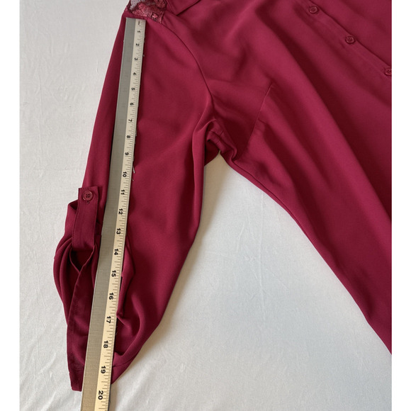 Maurices Women’s Plus 2 Whimsigoth Roll Tab Tunic Lace Blouse Fuchsia Pink Boho - Picture 8 of 9